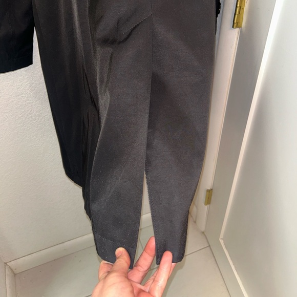 LAUREN Ralph Lauren The Split Needle Skirted Classic Black Trench Coat SZ: M - Picture 12 of 16